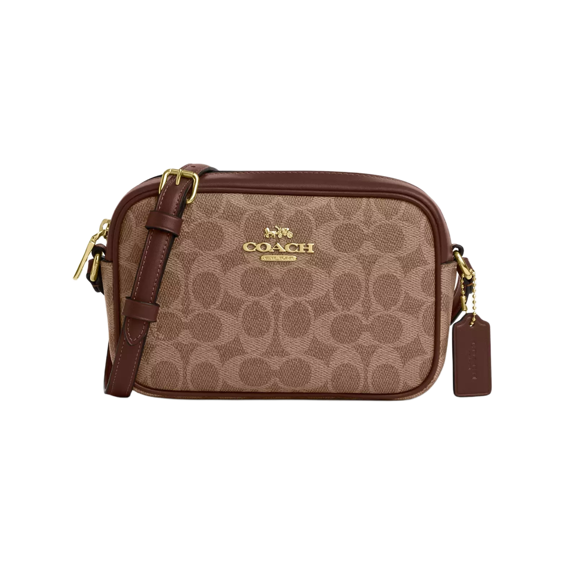 코치 시그니처 캔버스 미니 제이미 카메라백 골드 탄(Coach Mini Jamie Camera Bag in Signature Canvas Gold Tan) - 1