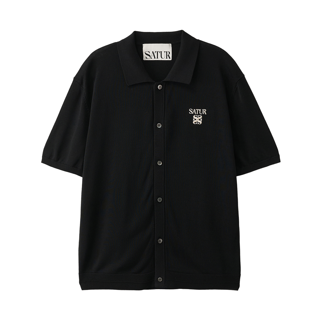 세터 칼라 하프 니트 가디건 블랙