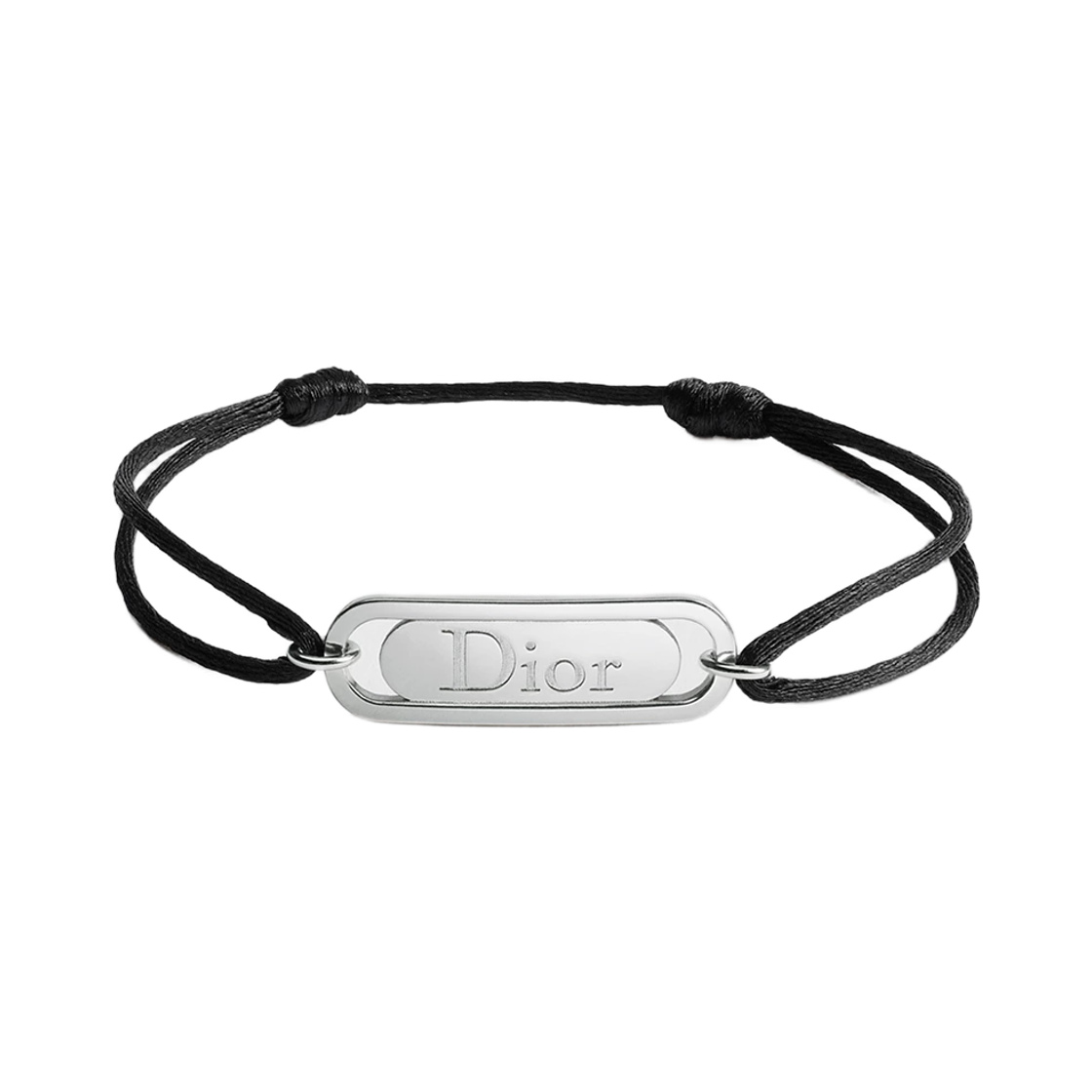 B3371HOMMT-D004 Dior Link Bracelet Cord & Silver Finish Brass Black
