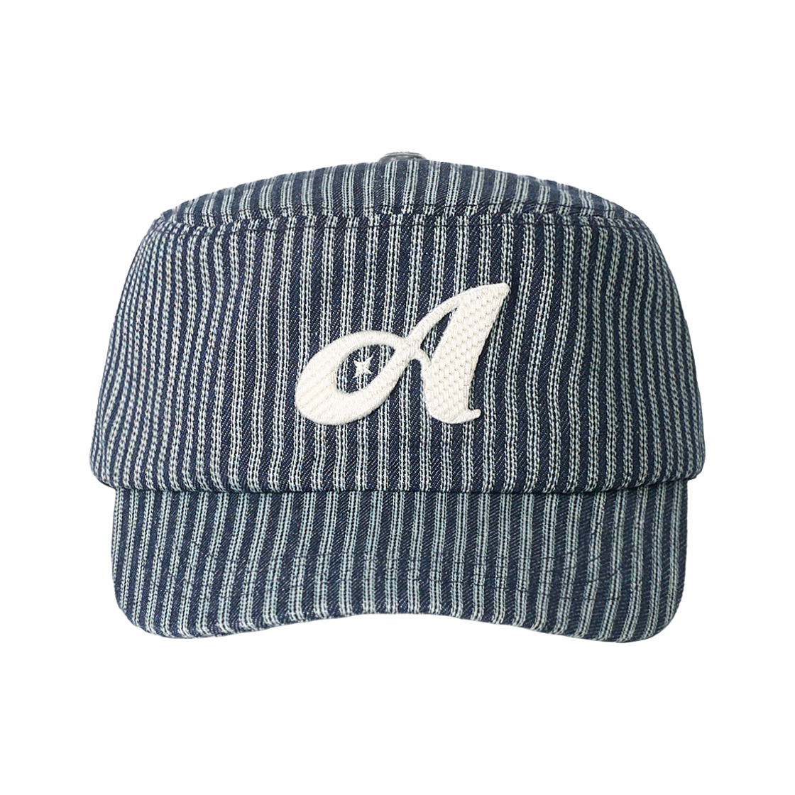 올인컴플리트 스트라이프 스티치 데님 필박스 캡(Allincomplete Stripe Stitch Denim Pillbox Cap)