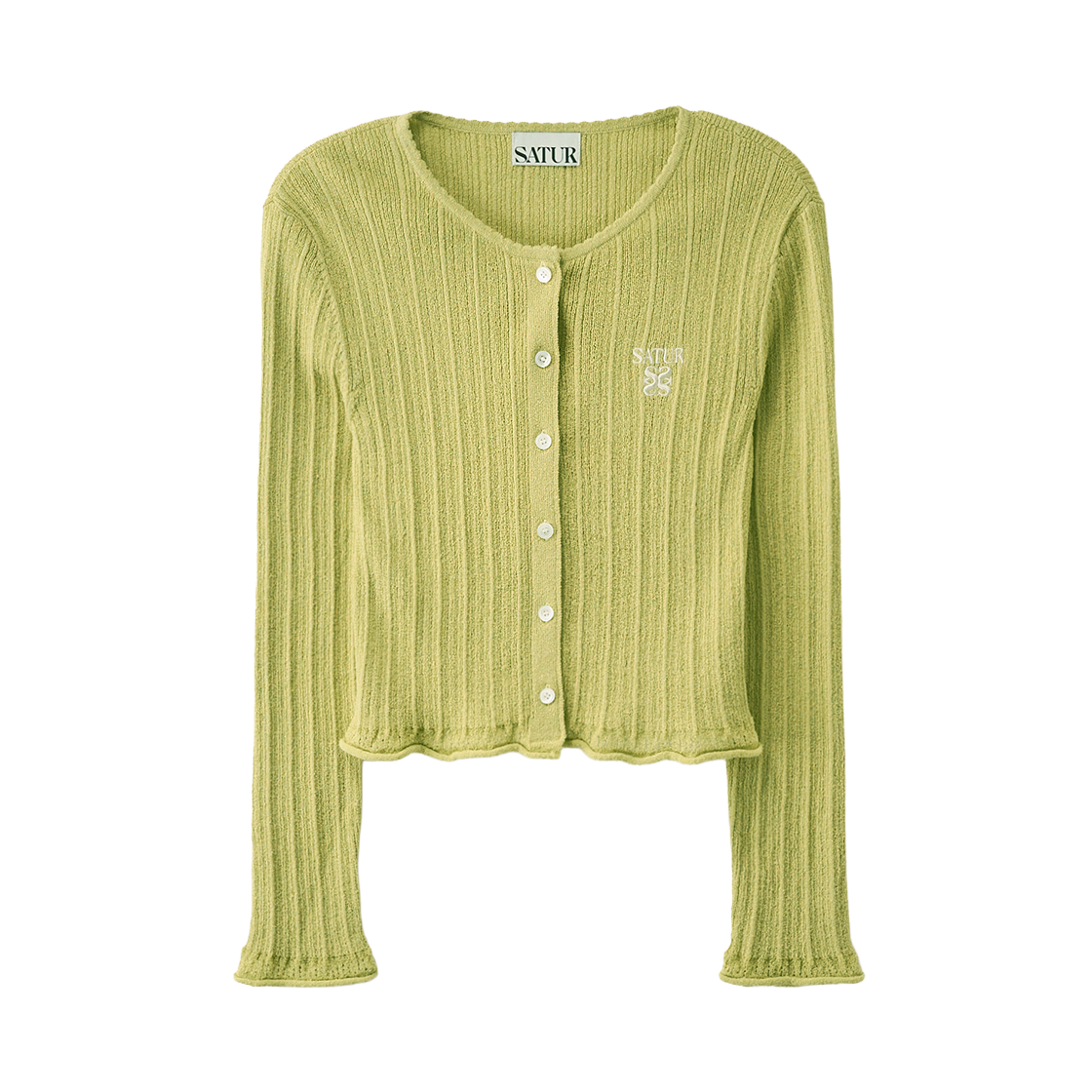 세터 우먼 시어 롱 슬리브 크롭 가디건 올리브 그린