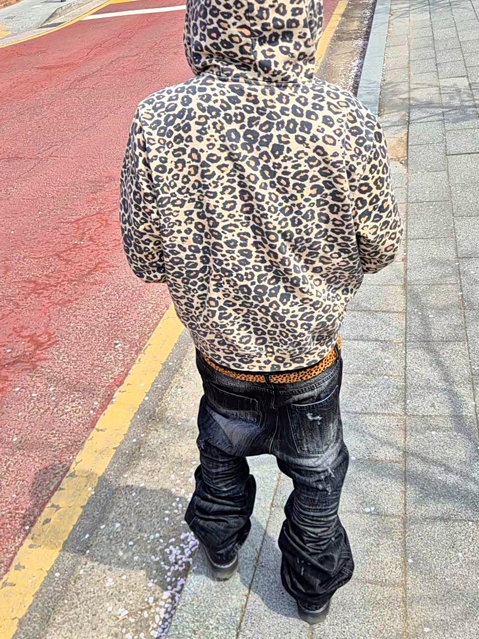 Undermycar Calf Hair Module Belt Strap Yellow Cheetah 착용 스타일 - 2