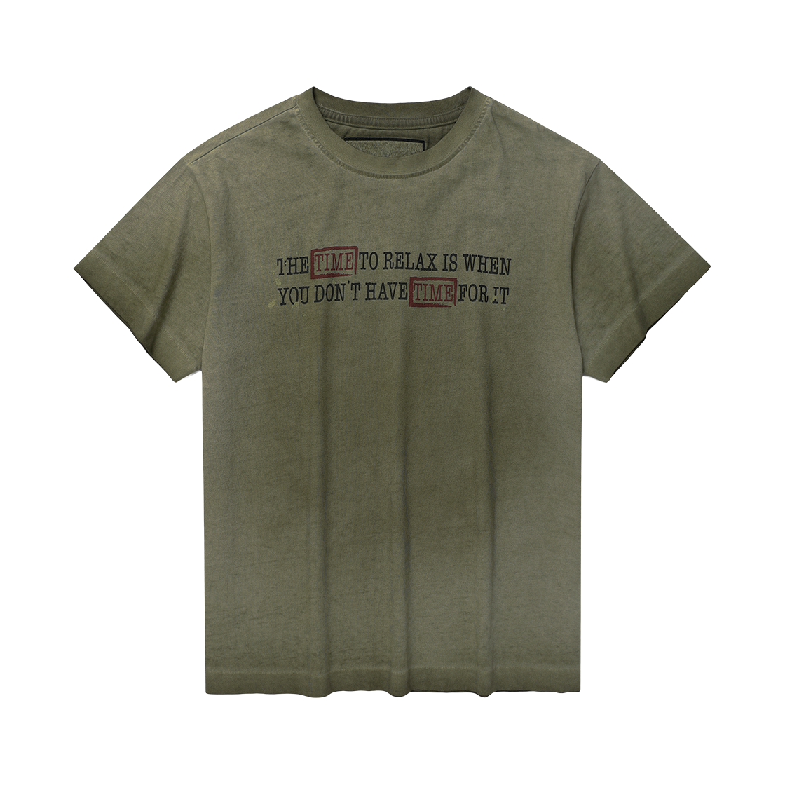 더바이닐하우스 페이디드 타임 티셔츠 올리브(Thevinylhouse Faded Time Tee Olive)