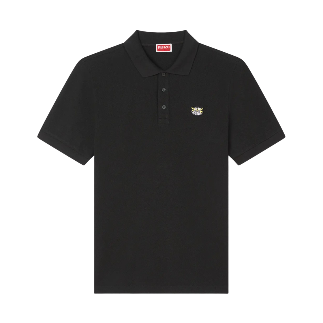 FG55PO1014PU-99J Kenzo Wild Tiger Cotton Slim Polo Shirt Black