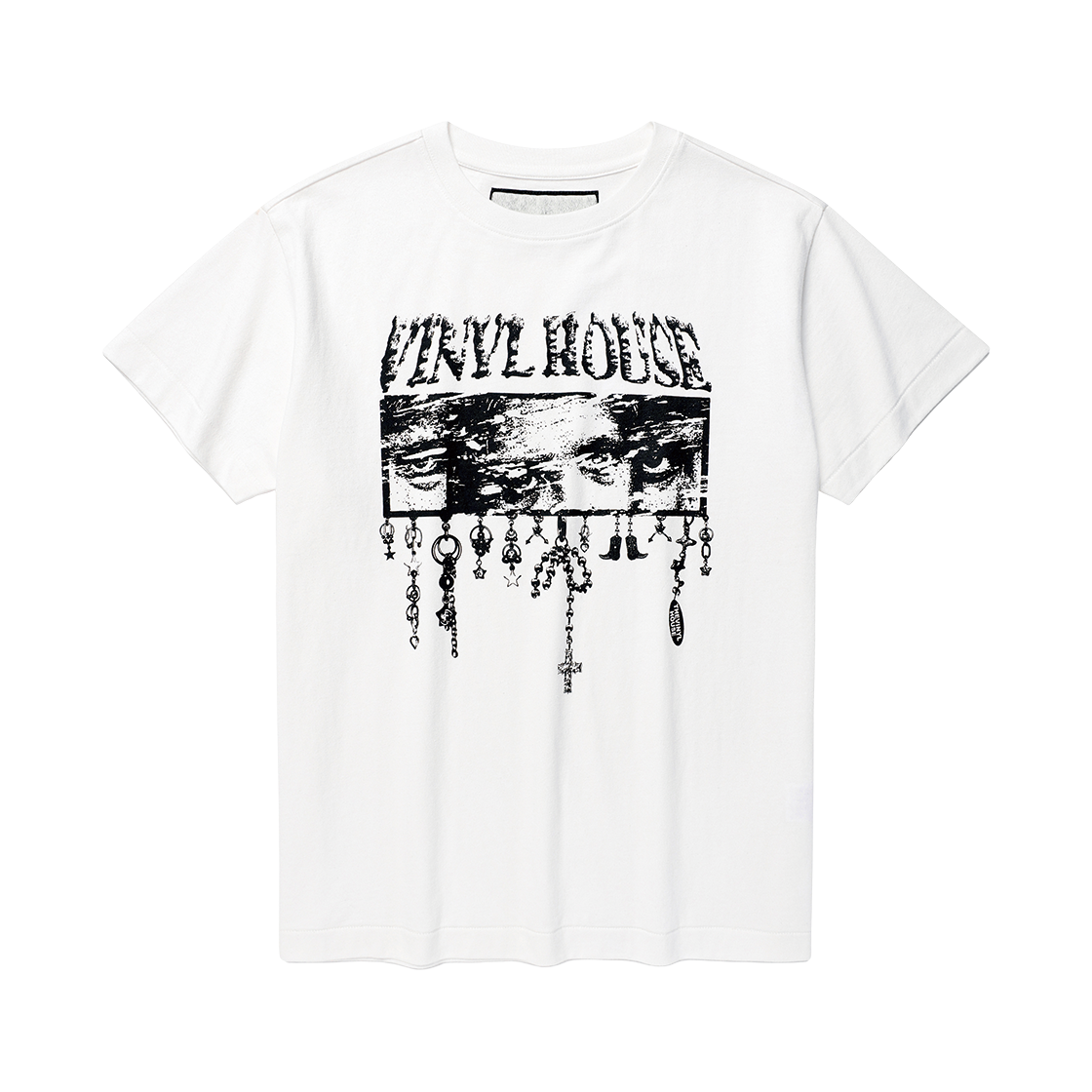 더바이닐하우스 아이즈 다운 티셔츠 화이트(Thevinylhouse Eyes Down Tee White)