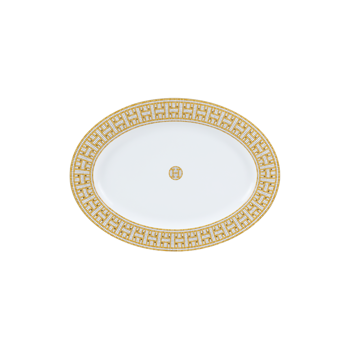 ITMG96TG363T Hermes Mosaic O 24 Gold Small Oval Platter