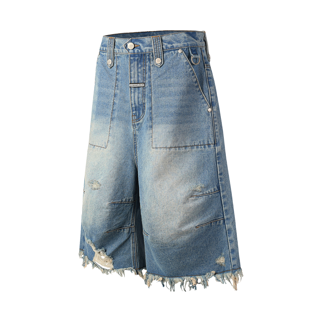 더바이닐하우스 디스트로이드 데님 쇼츠 라이트 블루(Thevinylhouse Destroyed Denim Shorts Light Blue) - 2