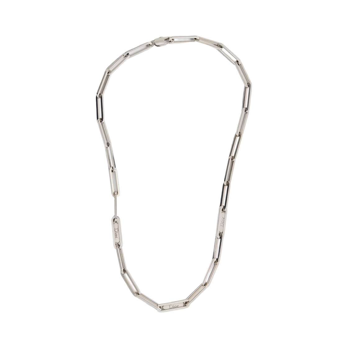N3791HOMMT-D000 Dior Chain Link Necklace Silver Finish Brass Silver