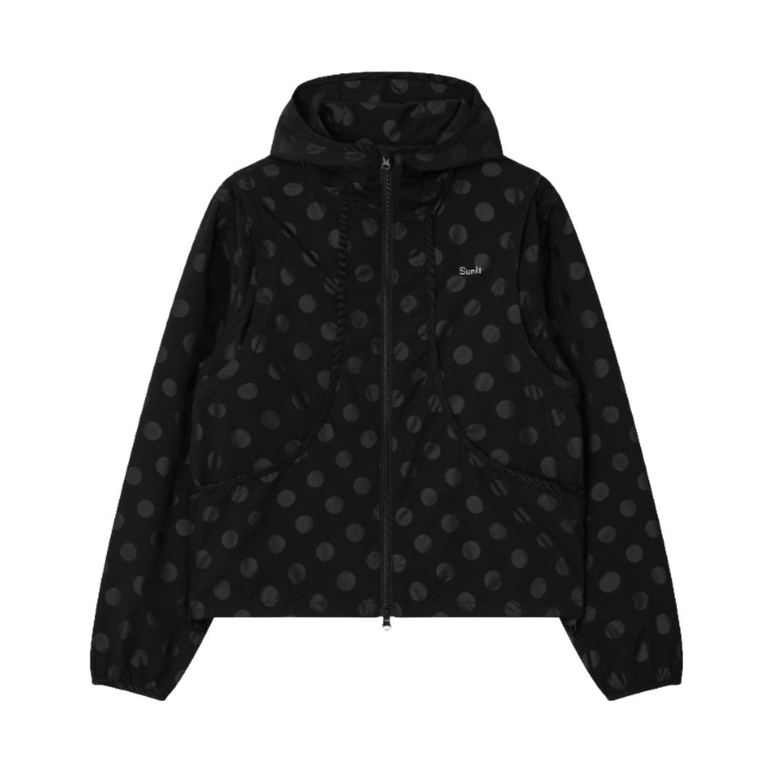 썬릿 투웨이 도트 후디드 윈드브레이커 블랙(SUNLIT 2Way Dot Hooded Wind Breaker Black)