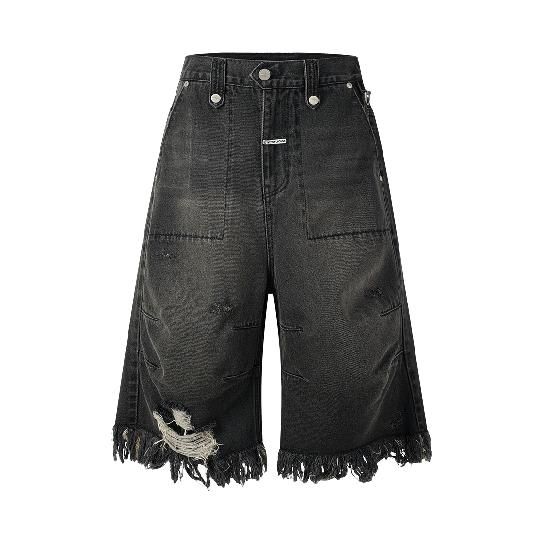 더바이닐하우스 디스트로이드 데님 쇼츠 블랙(Thevinylhouse Destroyed Denim Shorts Black) - 1