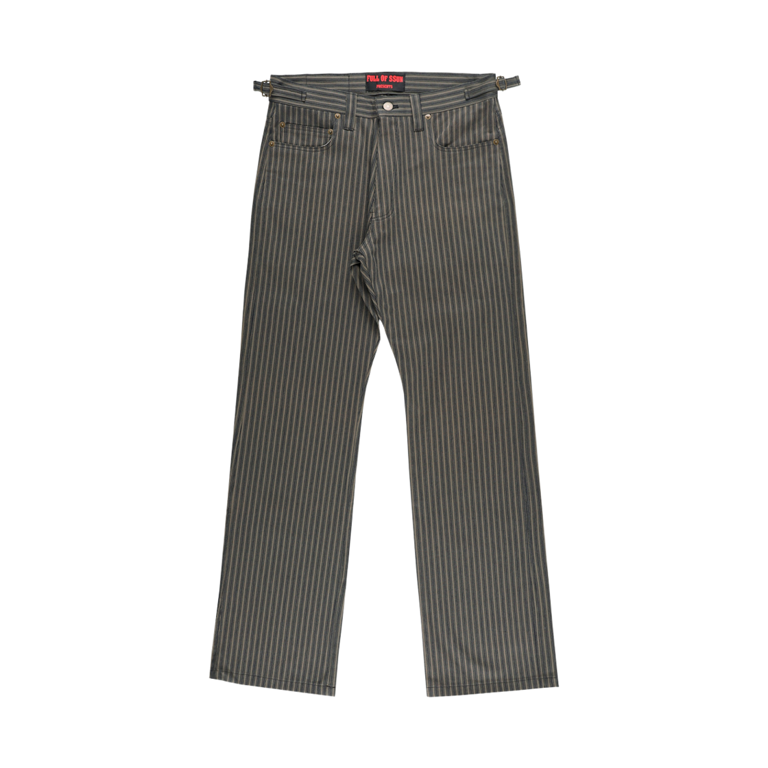 191260122 Full of Ssun Stripe Straight Pants Khaki