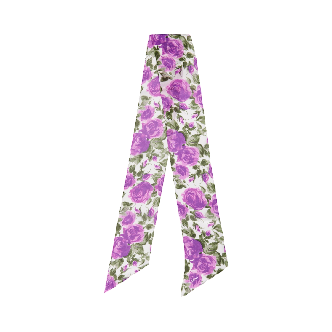 끌로에 와일드 플라워 방도 스카프 실크 조지테 화이트 퍼플(Chloe Wild Flowers Bandeau Scarf in Silk Georgette White Purple)