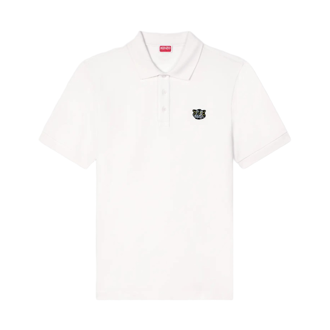FG55PO1014PU-02 Kenzo Wild Tiger Cotton Slim Polo Shirt Off White