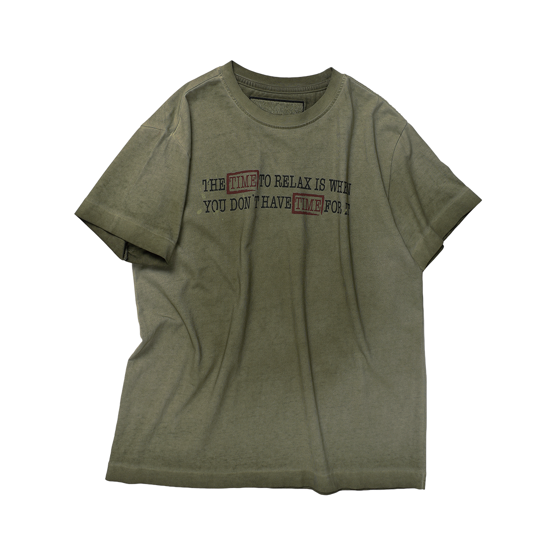 더바이닐하우스 페이디드 타임 티셔츠 올리브(Thevinylhouse Faded Time Tee Olive) - 3