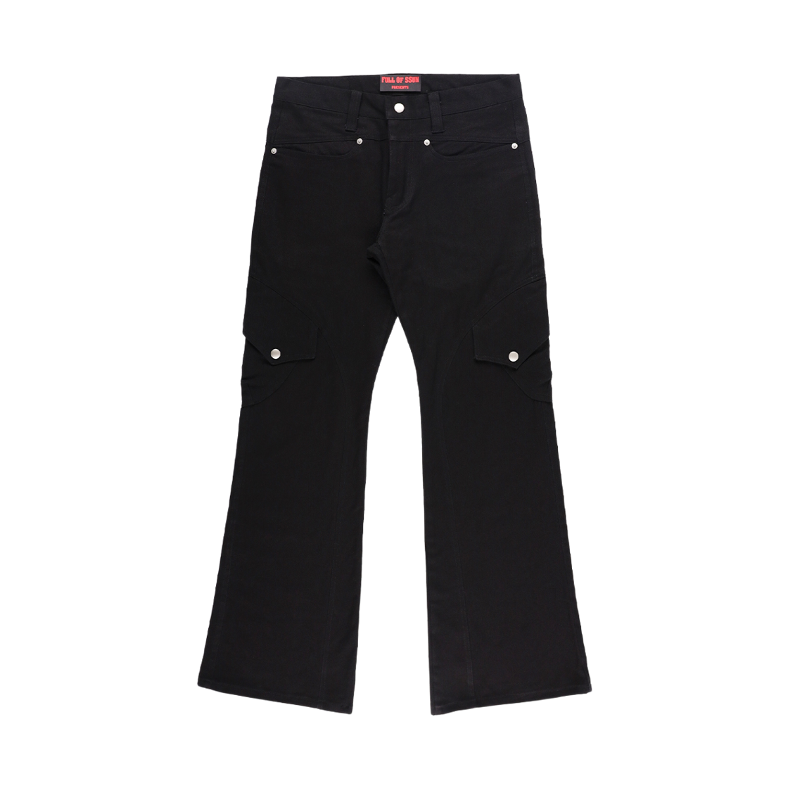 191260128 Full of Ssun Curve Panel Flare Cargo Pants Black