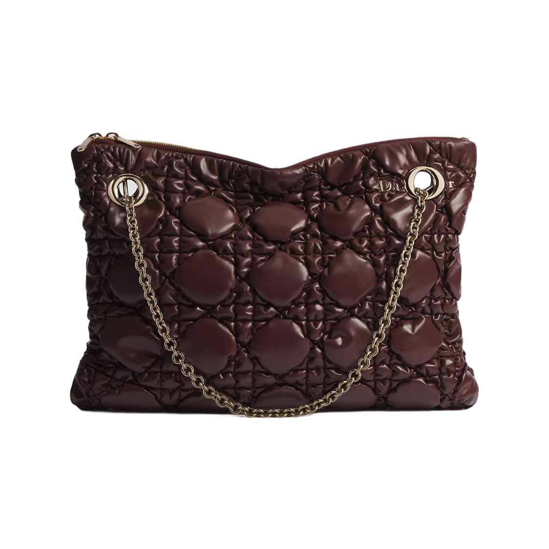 M1415OUYA-M79R Dior Medium Crunch Bag Puffy Macrocannage Calfskin Maroon Banner
