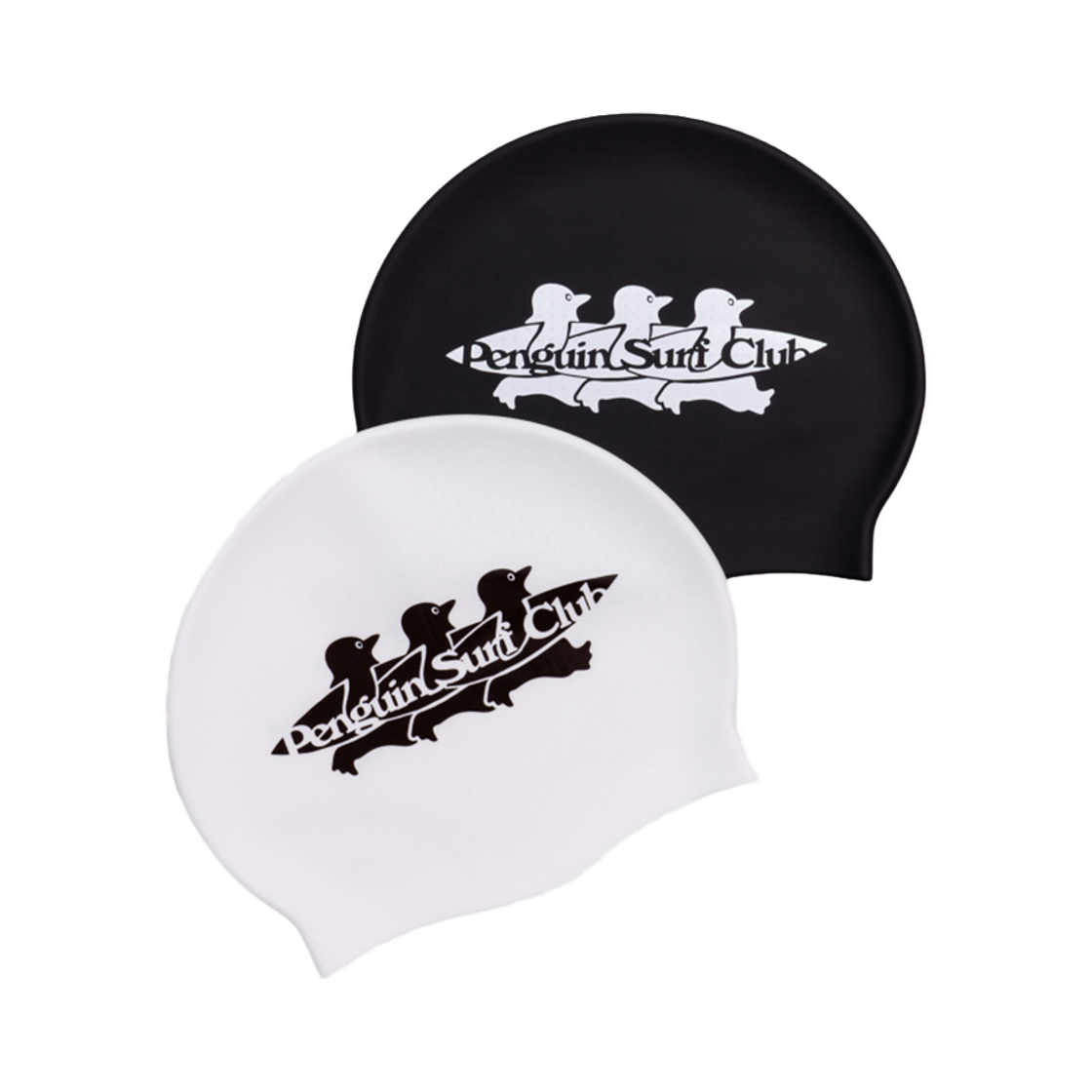 빅웨이브 컬렉티브 펭귄 서프 클럽 미끄럼 방지 수영모자 화이트(BIGWAVE COLLECTIVE Penguin Surf Club Swim Cap White) - 2