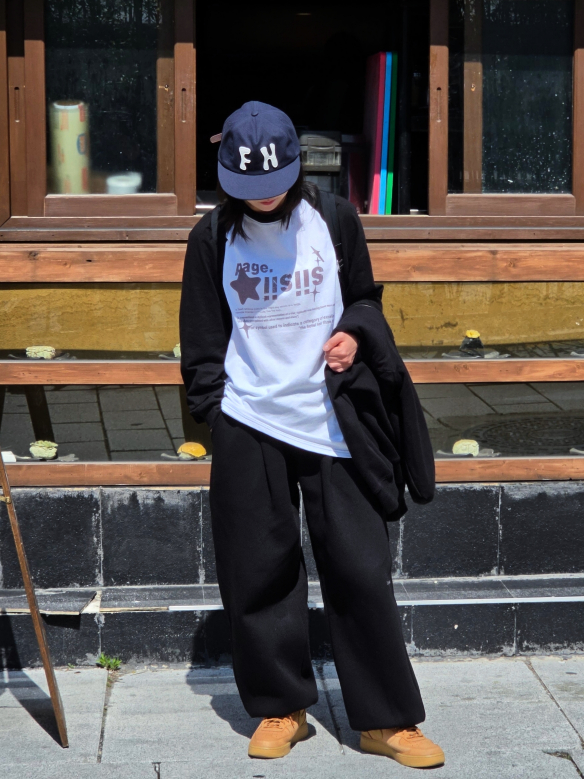 pagesiisii Purple Chrome Siisii Stars Print Overfit Long Sleeve Black, Nike Air Force 1 Mid '07 WB Flax 착용 스타일