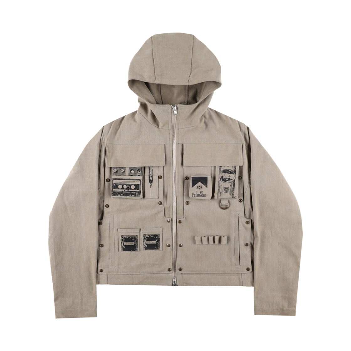 191260112 Full of Ssun Hidden Fold Printed Multi-pocket Jacket Khaki