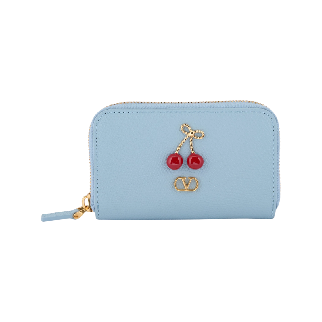 P0AX9WGXZJ4 Valentino Vlogo Signature Leather Card Holder Sky Blue