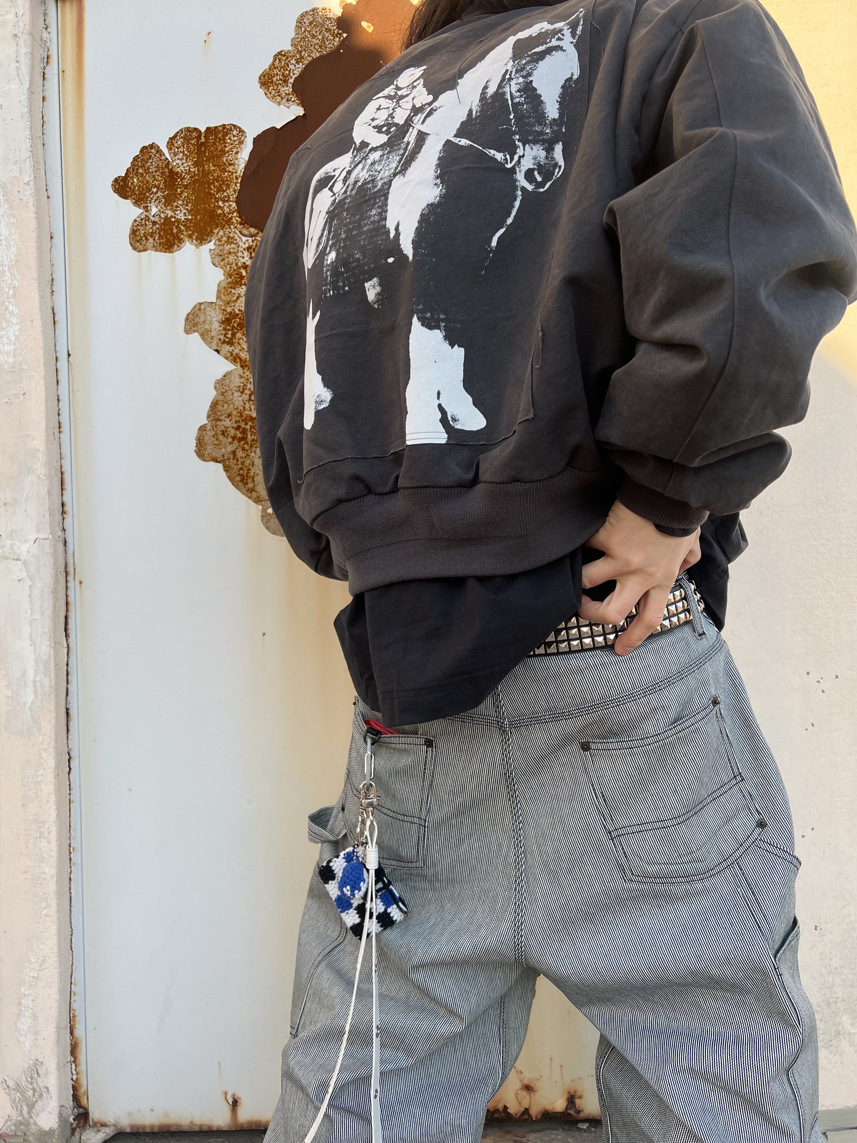 MJD Cowboy Canvas Harrington Jacket Charcoal, Undermycar Stripe Engineers Double Knee Work Pants Black Stripe - 24FW 착용 스타일 - 2