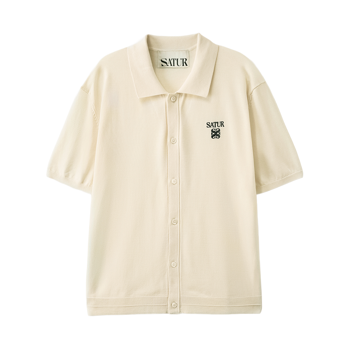 세터 칼라 하프 니트 가디건 크림