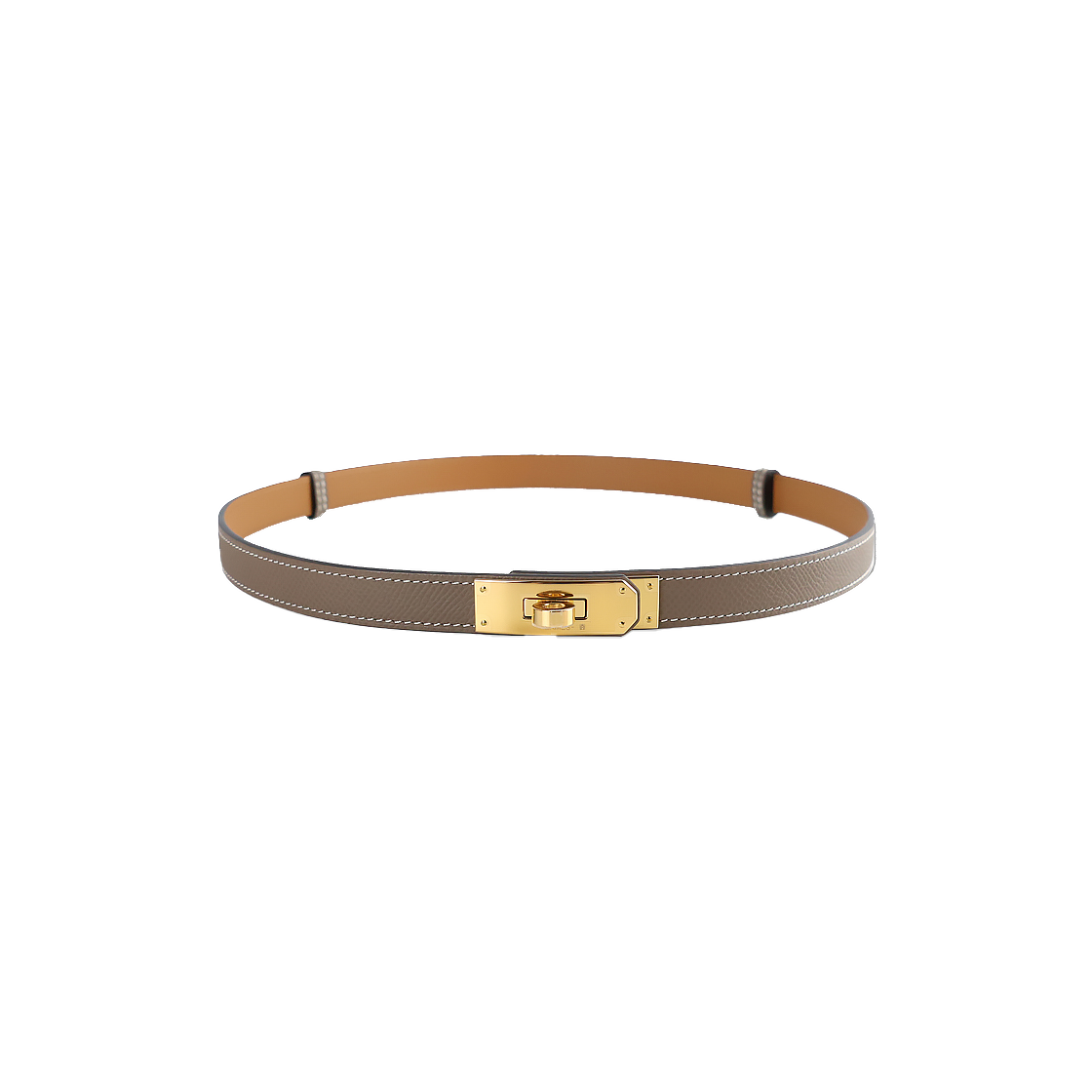 IT2TVORTHCNO Hermes Kelly 18 Epsom Etoupe Gold Belt H069853CC18