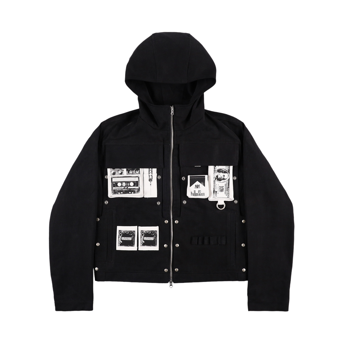 191260111 Full of Ssun Hidden Fold Printed Multi-pocket Jacket Black