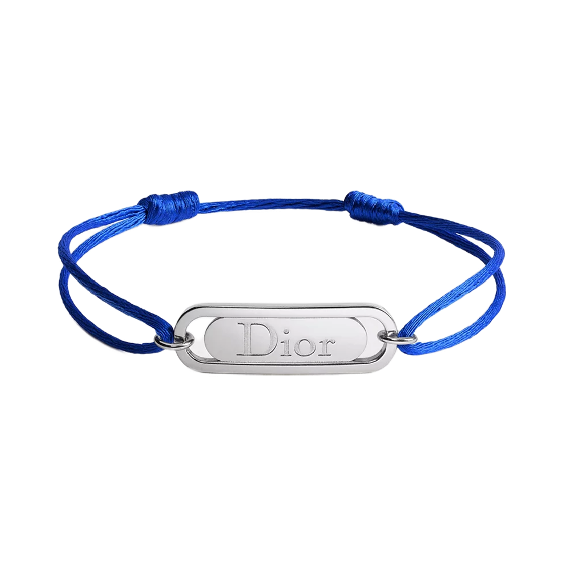 B3371HOMMT-D458 Dior Link Bracelet Cord & Silver Finish Brass Blue