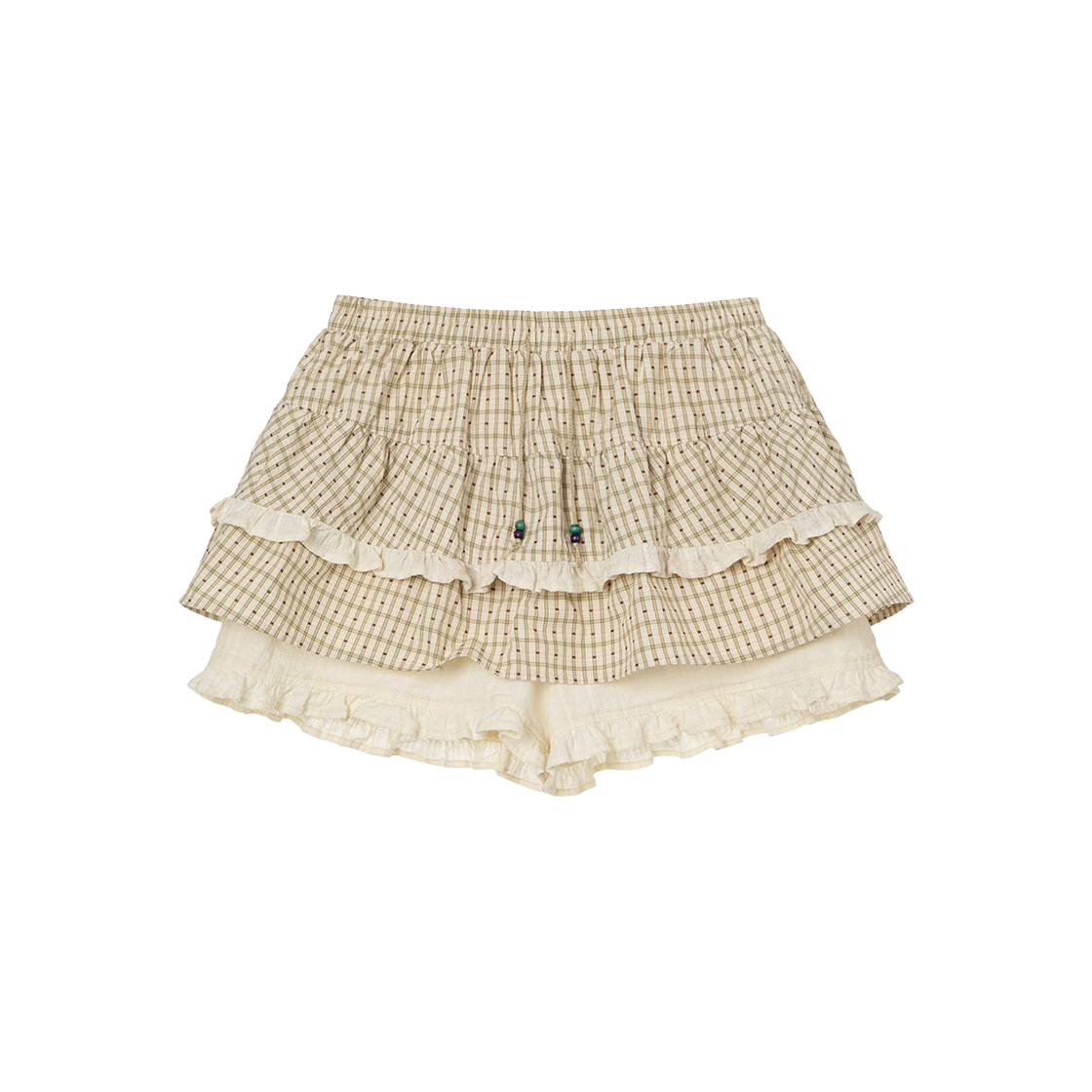 에이이에이이 스커트 미니 쇼츠 체크 베이지(AEAE Skirt Mini Shorts Check Beige) - 1