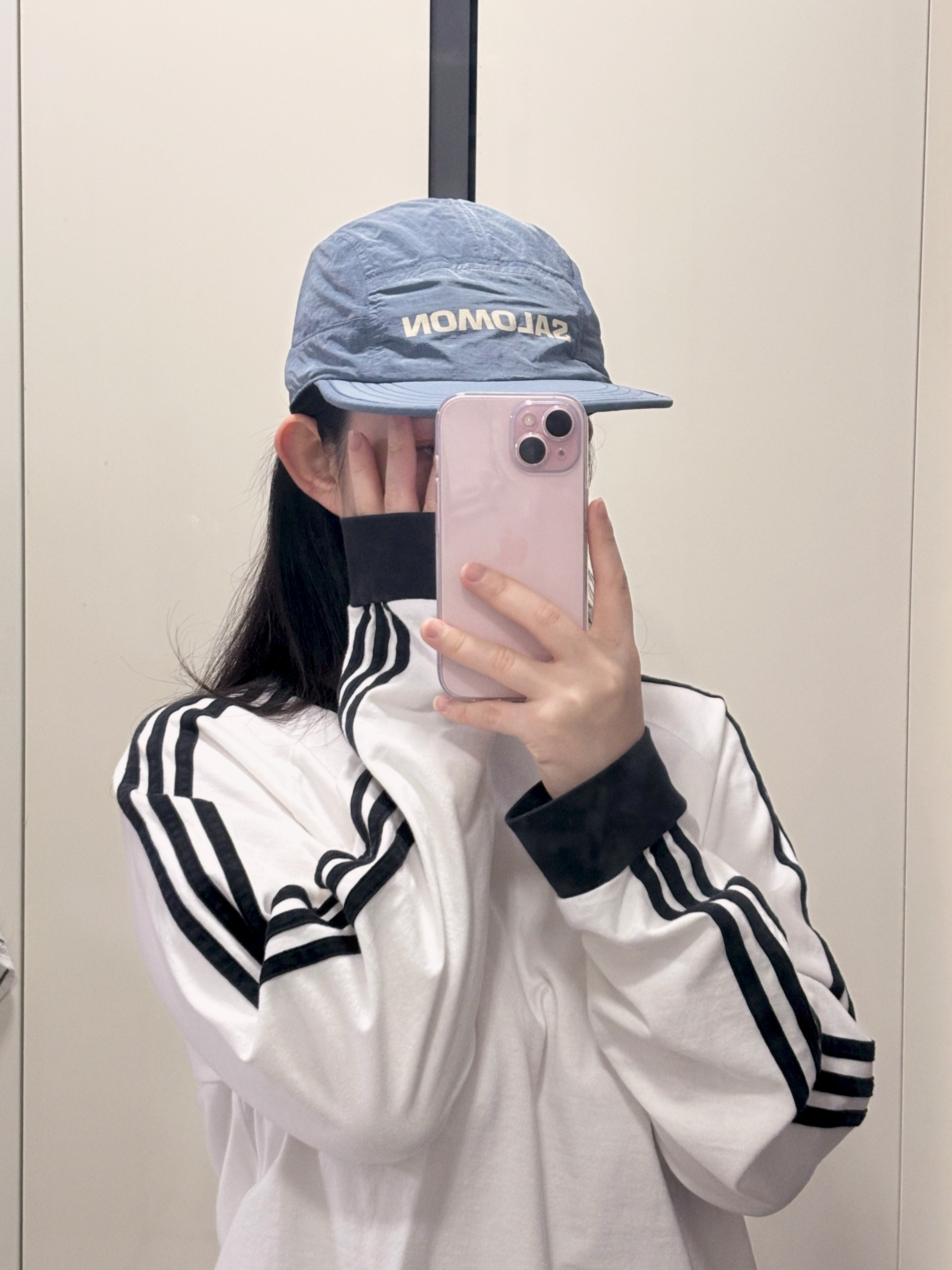 Salomon Primary Ripstop Camp Cap Grey Blue, Adidas Adicolor Classics 3-Stripes Long Sleeve T-Shirt White - KR Sizing 착용 스타일 - 1