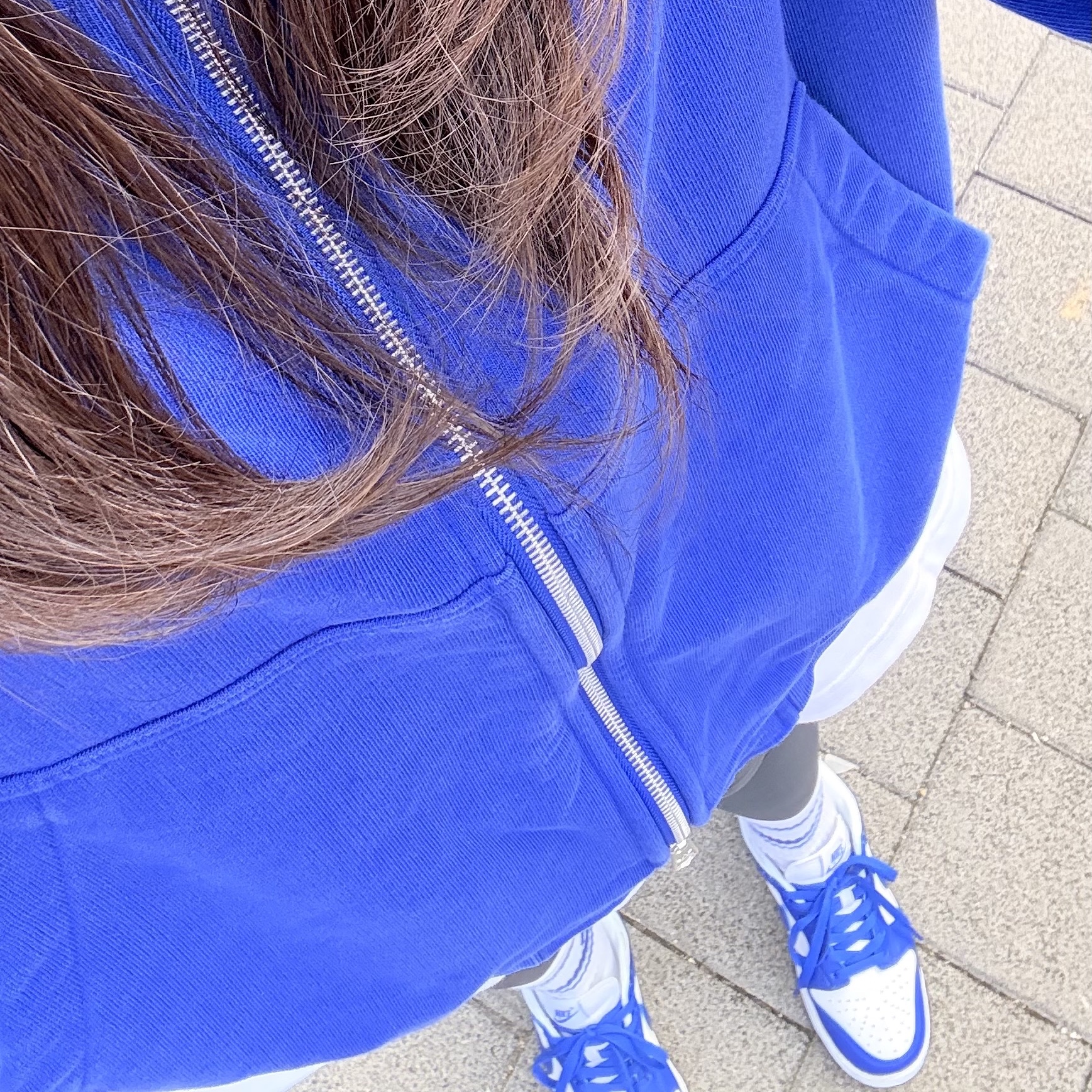 Nike Dunk Low SP Kentucky 2022, Adidas 3-Stripes Full-Zip Hoodie Royal Blue White - KR Sizing 착용 스타일 - 2