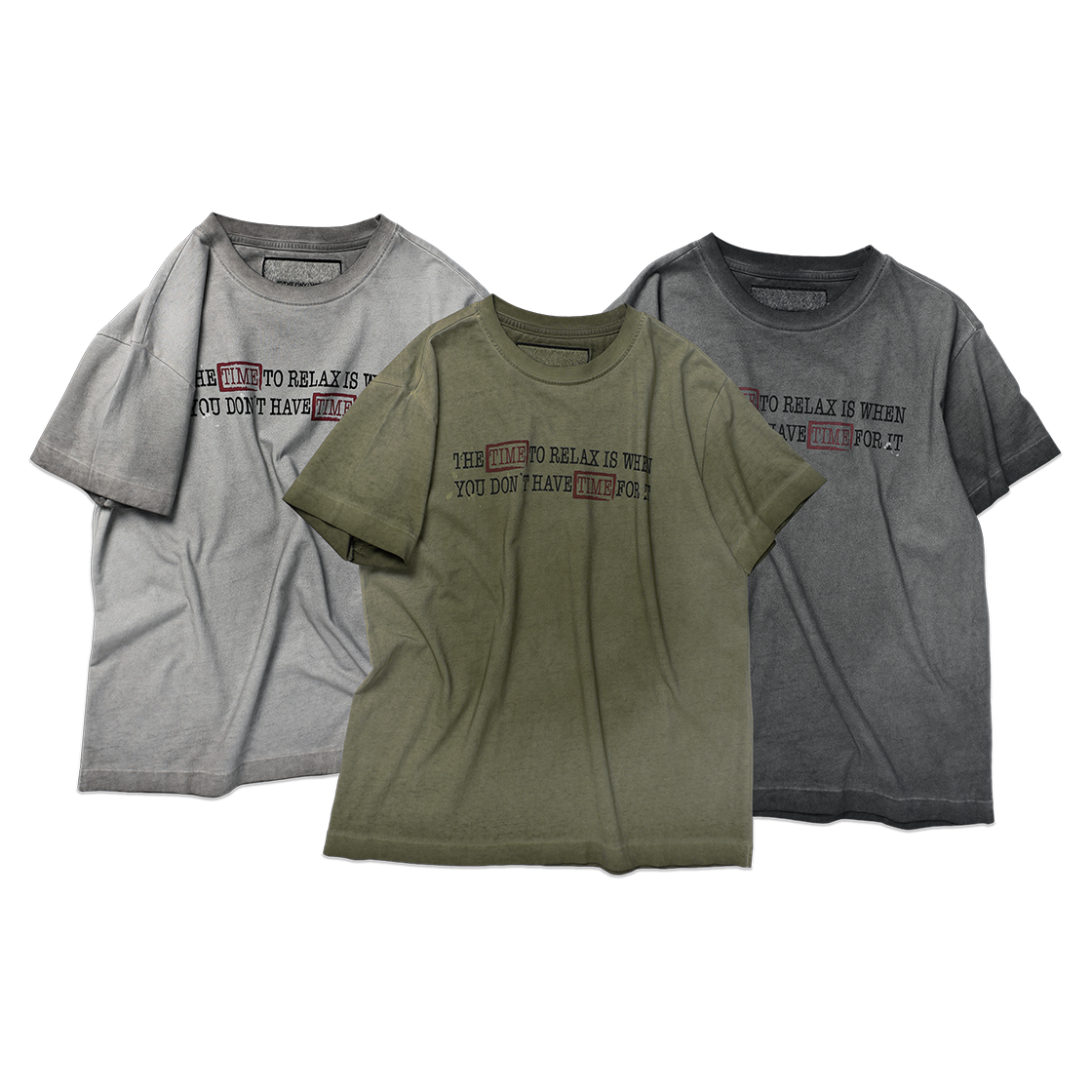 더바이닐하우스 페이디드 타임 티셔츠 올리브(Thevinylhouse Faded Time Tee Olive) - 4