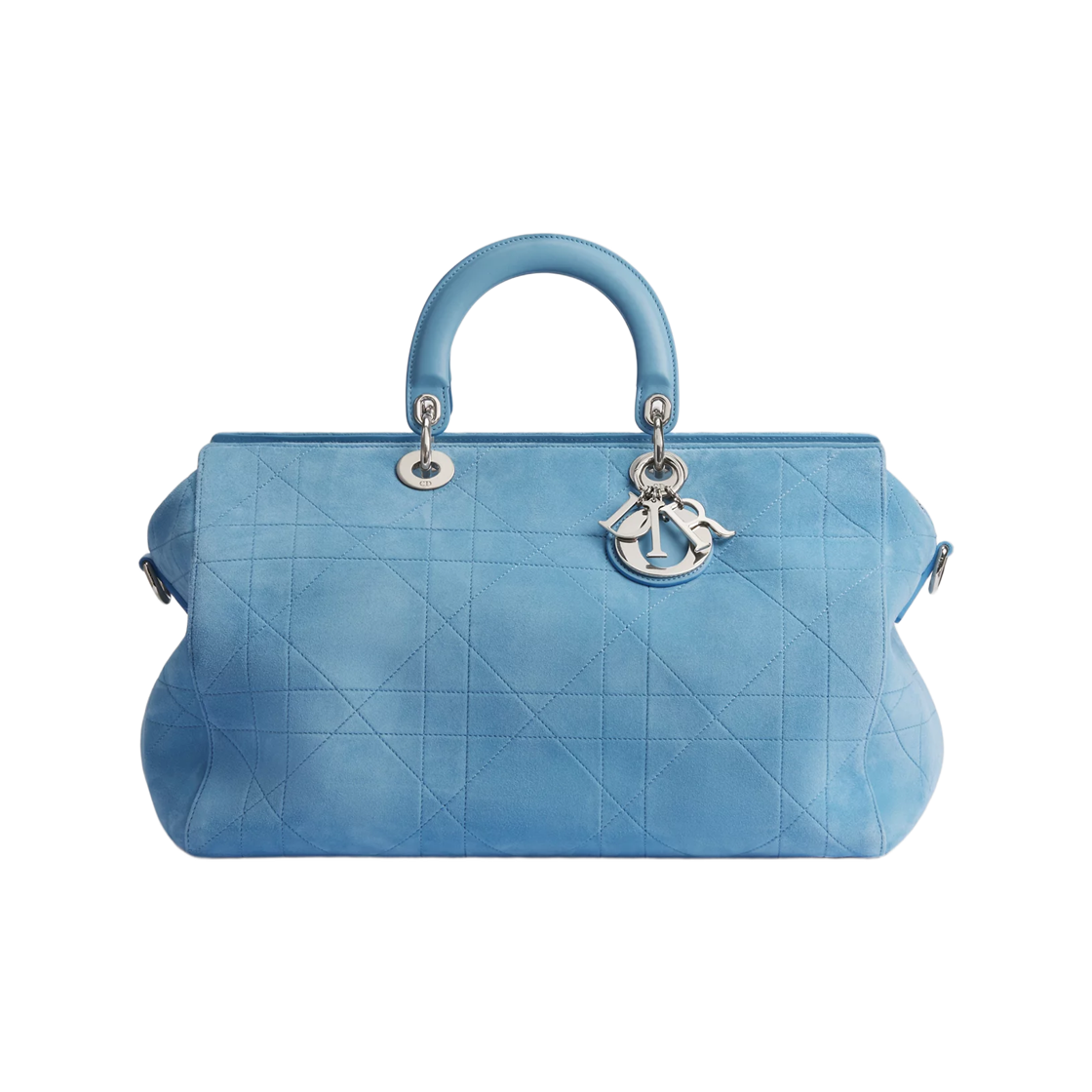 1MDDU159QCH-H522 Dior Large Granville Bag Cannage Suede Goatskin Myosotis Blue