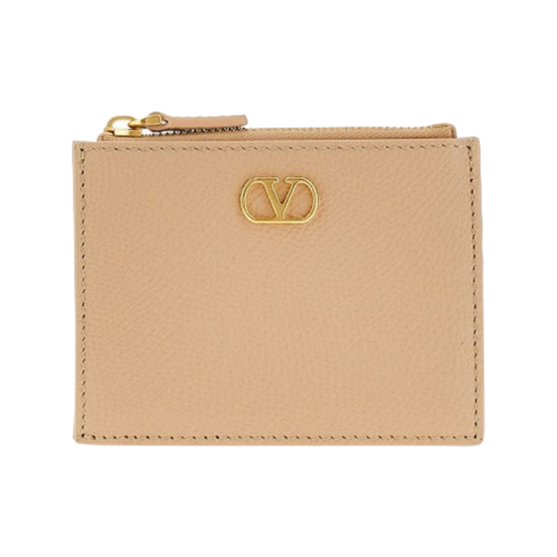P0AK9SNPWRP Valentino Vlogo Signature Grainy Calfskin Card Holder Rose Sand