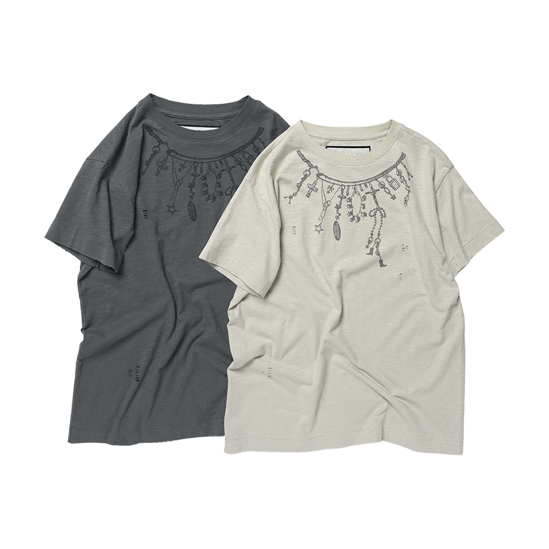 더바이닐하우스 넥크리스 빈티지 슬럽 티셔츠 차콜(Thevinylhouse Necklace Vintage Slub Tee Charcoal) - 4