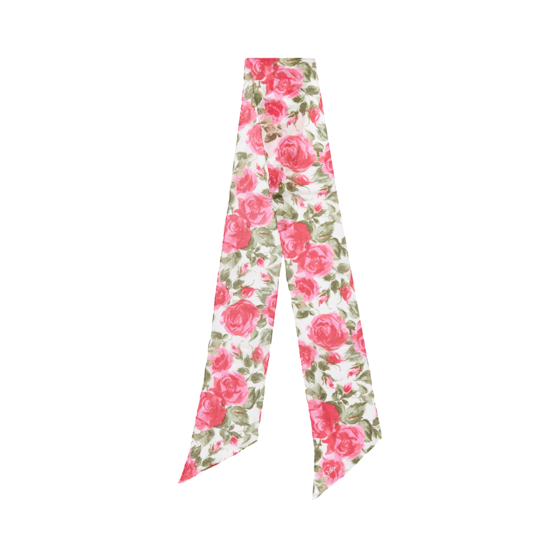 끌로에 와일드 플라워 방도 스카프 실크 조지테 화이트 핑크(Chloe Wild Flowers Bandeau Scarf in Silk Georgette White Pink) - 1