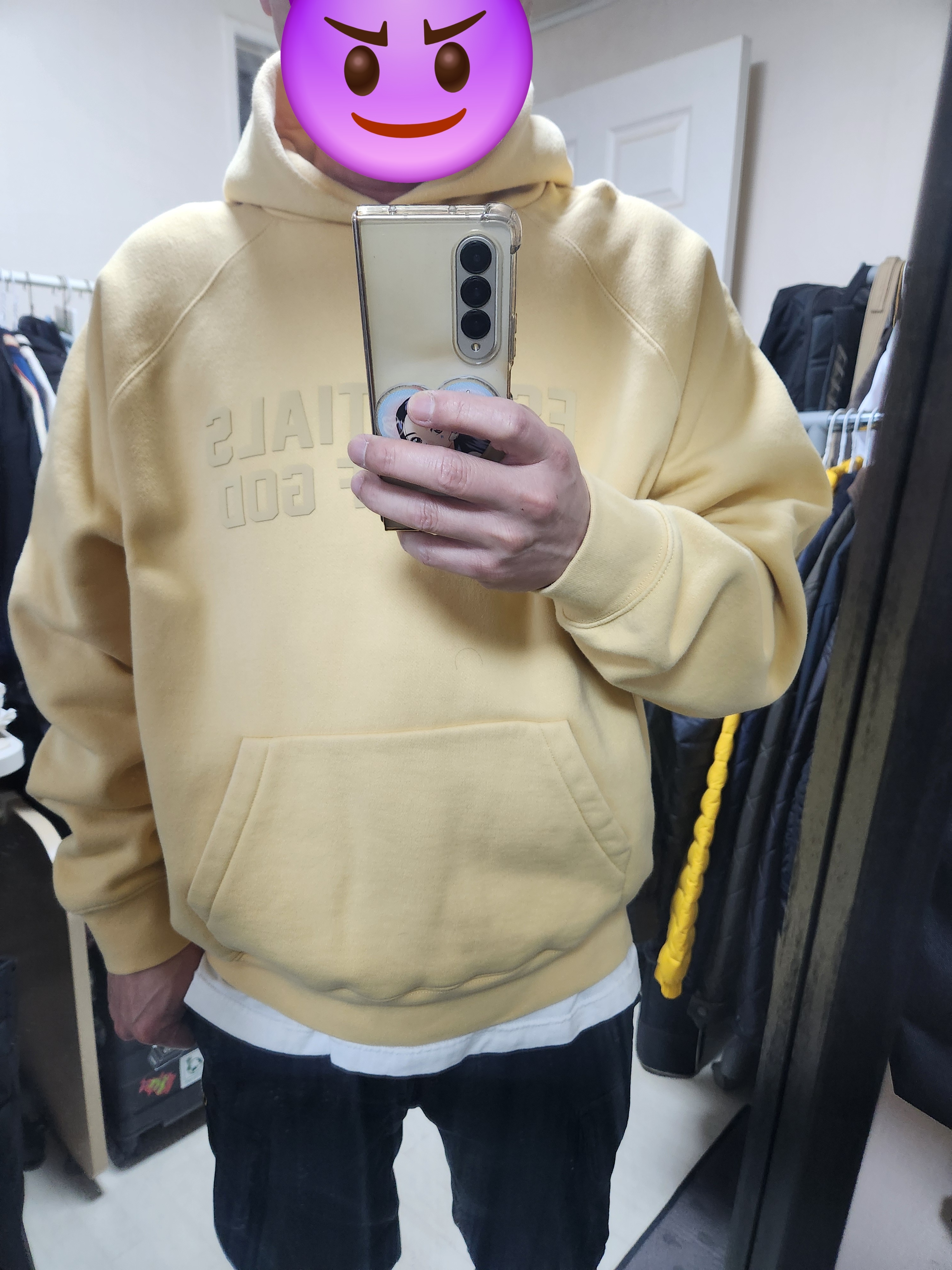 Fragment x Wade Coach Jacket Black, Essentials Hoodie Light Tuscan - 23SS 착용 스타일 - 2