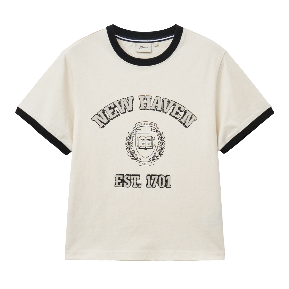 예일 우먼즈 뉴 헤이븐 그래픽 링거 티셔츠_크림(Yale Women’s New Haven Graphic Ringer T-Shirt_Cream)
