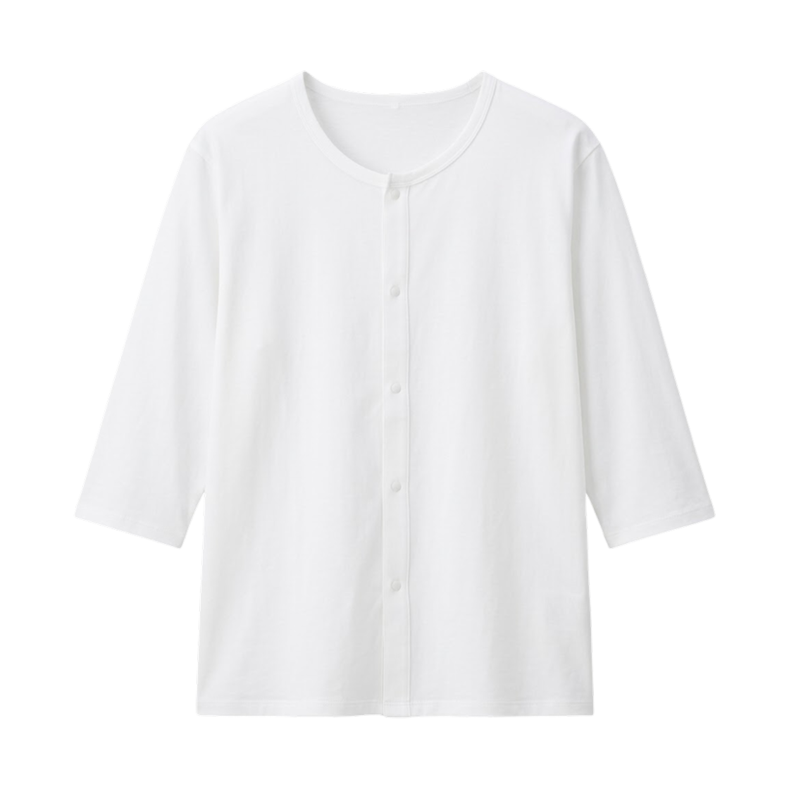 474230-00 Uniqlo Airism Front Open Crewneck 3/4 Sleeve T-Shirt White - JP
