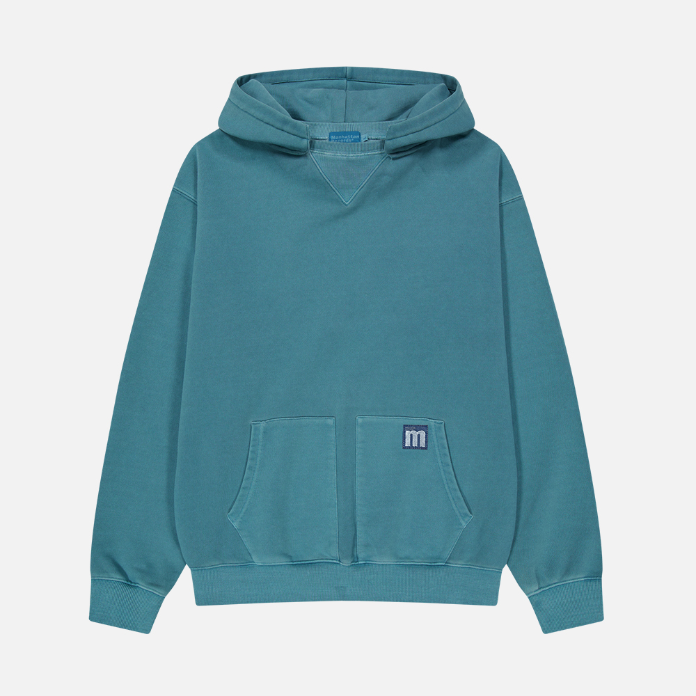 맨하탄 레코즈 피그먼트 스플릿 포켓 후디 - 블루(Manhattan Records PM Split Pocket Hoodie - Blue) - 2