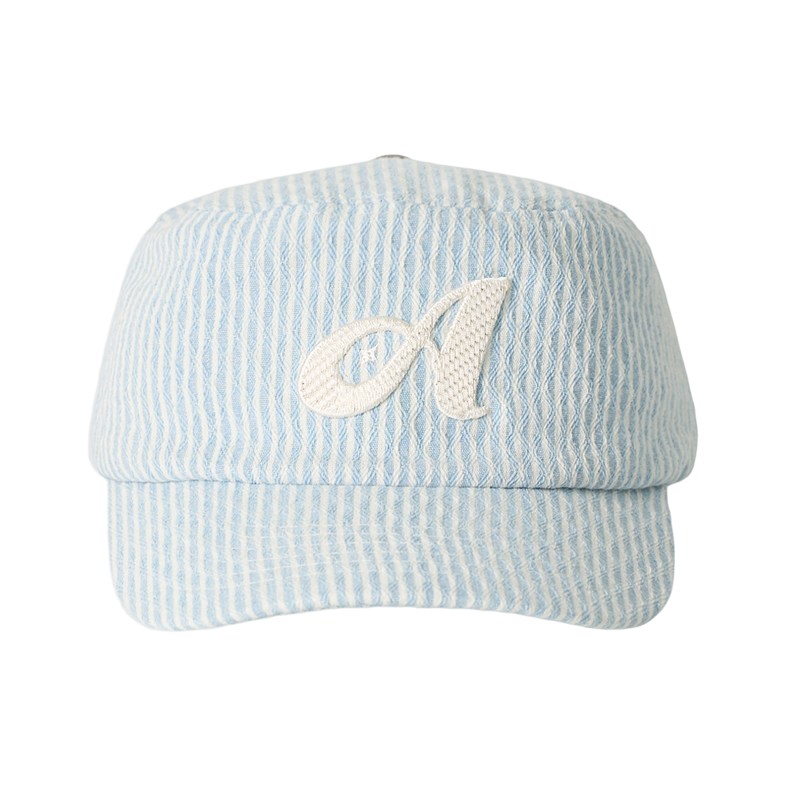 올인컴플리트 아가일 스트라이프 데님 필박스 캡 연청(Allincomplete Argyle Stripe Denim Pillbox Cap Light Blue Denim)