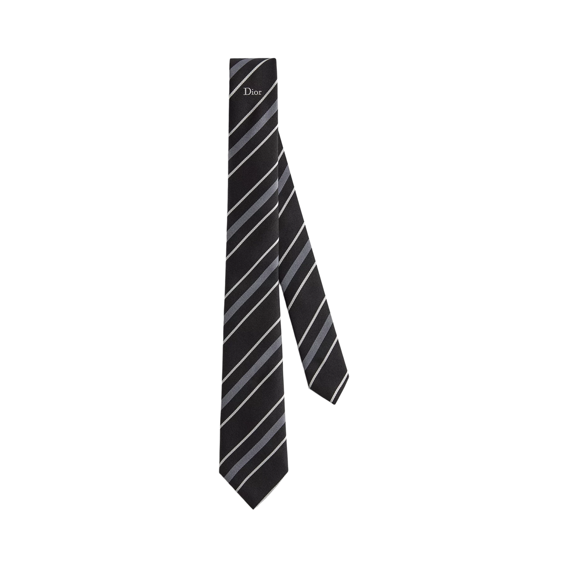 68C1047B6055-C988 Dior Striped Dior Tie Silk Black Gray White