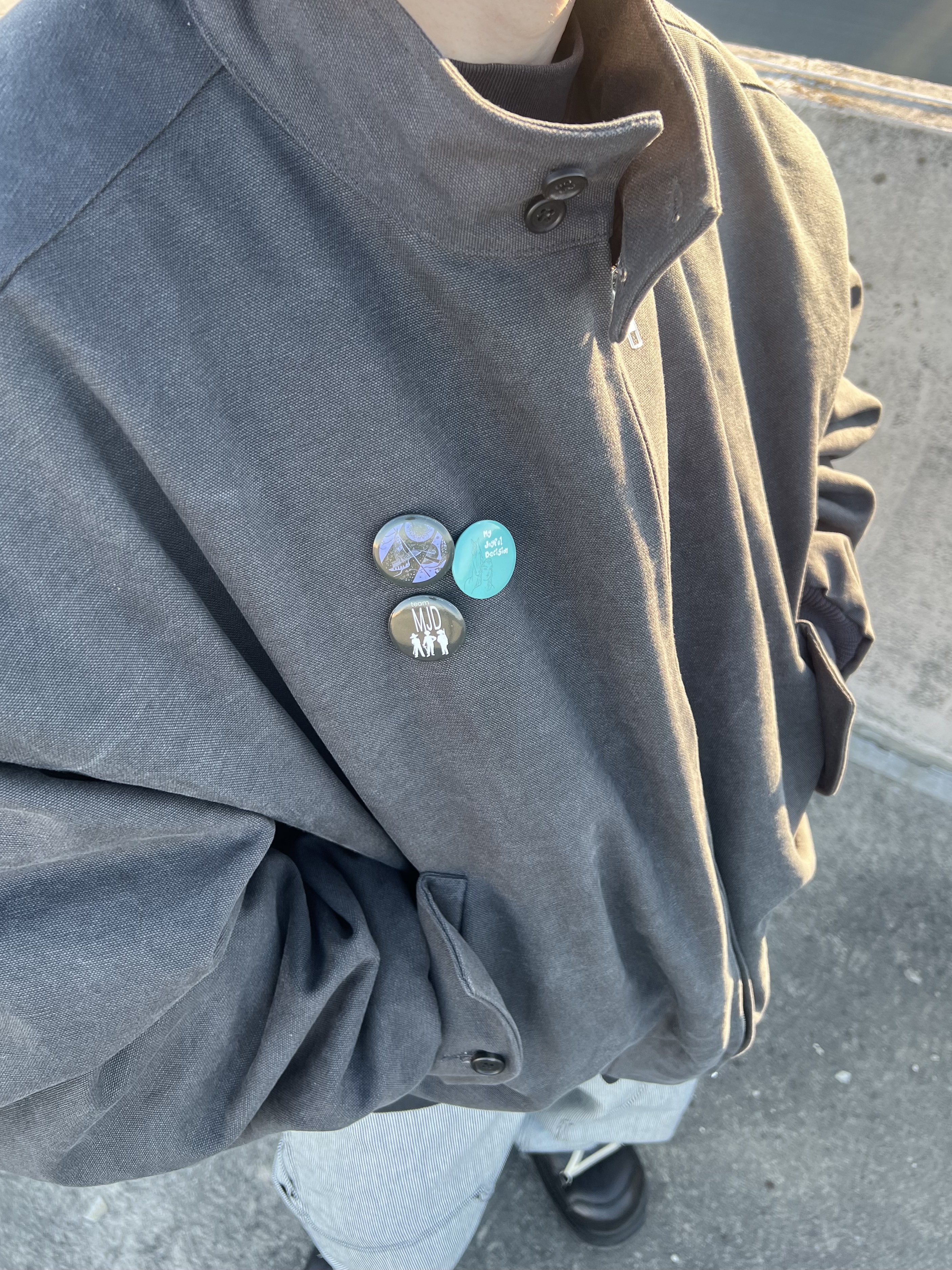 MJD Cowboy Canvas Harrington Jacket Charcoal, Undermycar Stripe Engineers Double Knee Work Pants Black Stripe - 24FW 착용 스타일 - 6