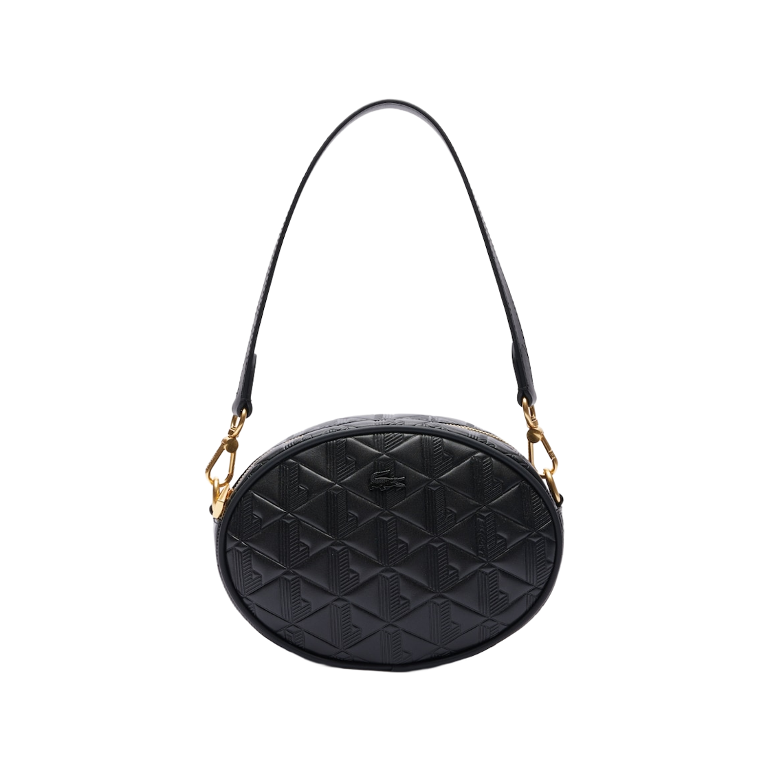 라코스테 마헤키 오발 자수 레더 백 블랙(Lacoste Maheki Oval Embroidered Leather Bag Black)