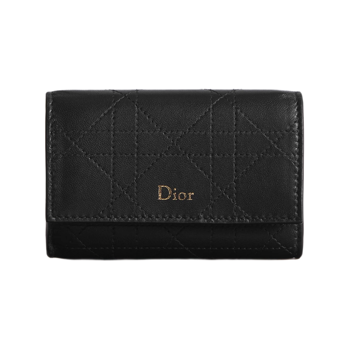 S4602OSQM-M900 (W) Dior Trianon Glycine Wallet Flat Cannage Lambskin Black