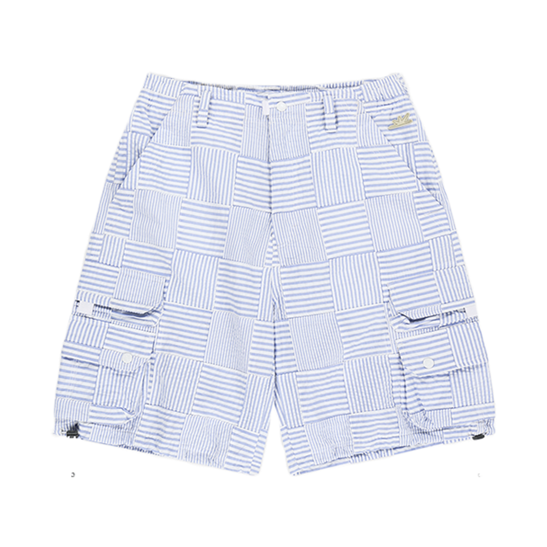 [트리플적립] 썬러브 시어서커 패치워크 카고 쇼츠 블루([트리플적립] SUNLOVE Seersucker Patchwork Cargo Shorts Blue)