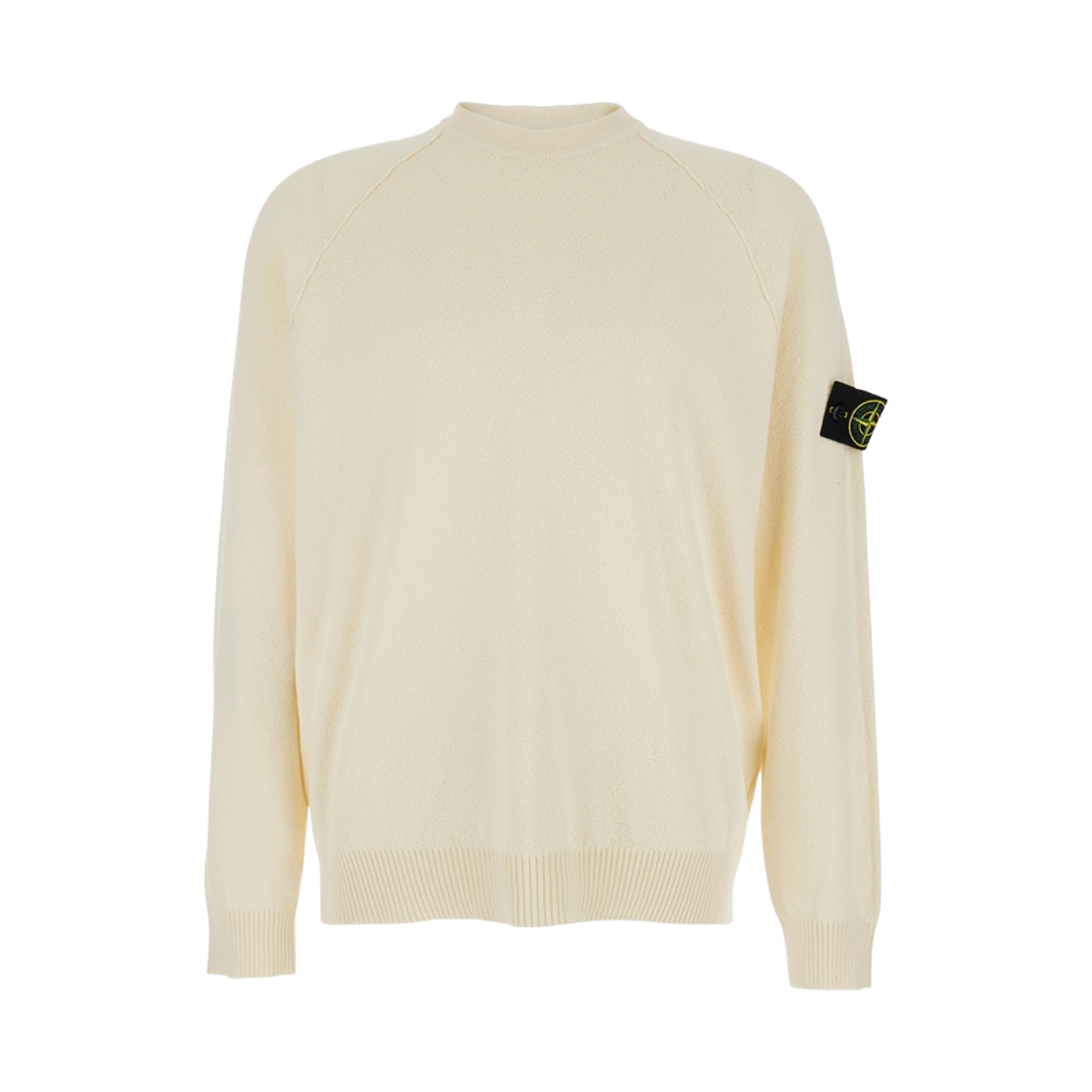 L1S1551000-20S01B9-V0093 Stone Island 5100020 Light Raw Hand Organic Cotton Loose Fit Crewneck Jumper with Raglan Sleeves Ivory - 26SS