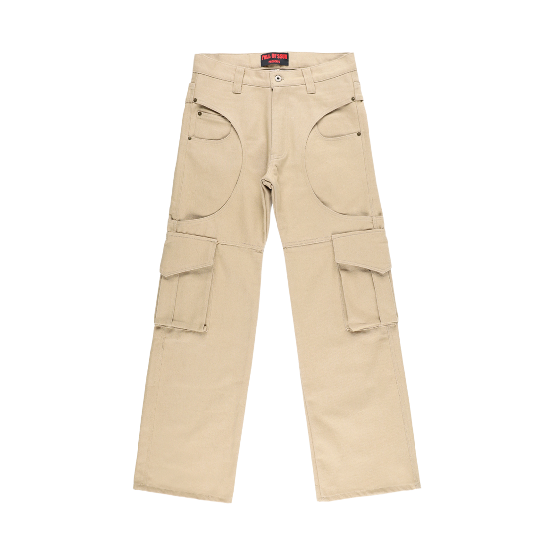 191260125 Full of Ssun Circle Cargo Denim Pants Beige