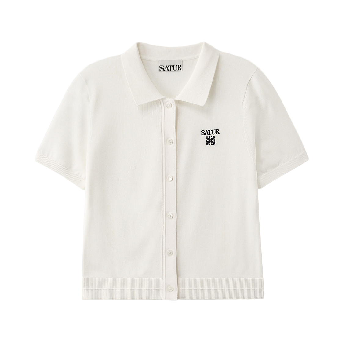 세터 우먼 칼라 하프 니트 가디건 화이트